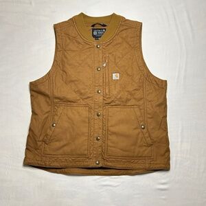 Carhartt Vest Womens XL Rugged Flex Brown Canvas Quilted Relaxed Fit Workwear